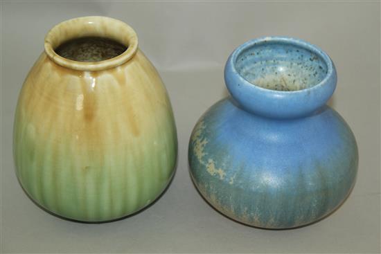 Two Ruskin pottery vases, 12cm and 13.5cm